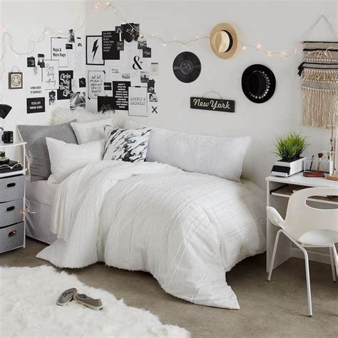 black and white dorm room|More.